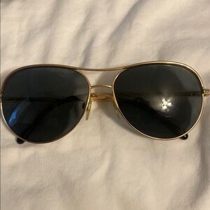 Burberry Gold and Black Aviator Sunglasses